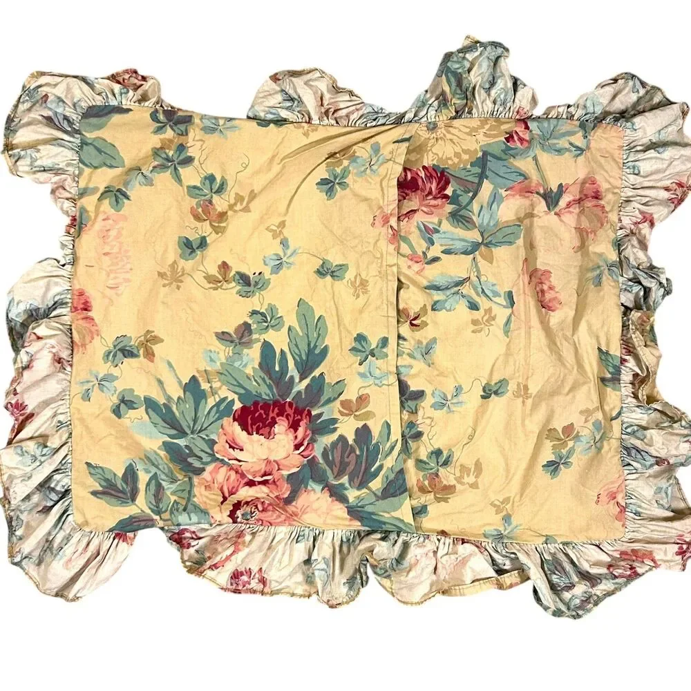 Ralph Lauren Pillow Sham Elsa Grasslands Cover Ruffled Floral Standard Square
